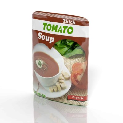 3D Tomato Soup Packet Isolated On White