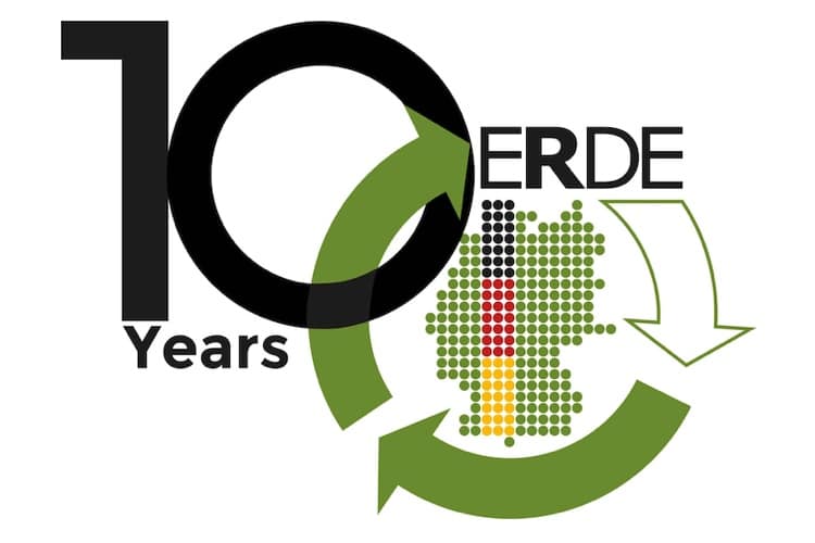 Jubiläums-Logo der Initative ERDE über sie werden Agrarkunststoff eingesammelt und dem Recycling zugeführt. Jüngst hatte die Initiative ihr 10jähriges Jubiläum.